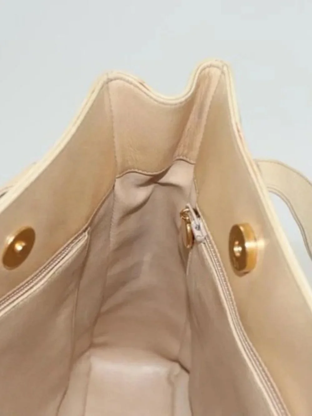 CHANEL COCO Mark Shoulder Bag Lamb Skin Beige Gold CC Auth BA1376